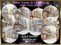 Christmas Winter Scenes 10 x baubles kit