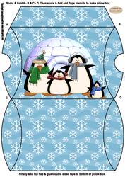 Christmas Penguins Pillow Box