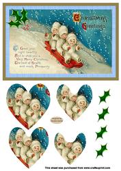 Sledging at Christmas decoupage topper