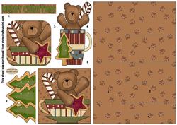Teddies at Christmas Pyramid Side Stepper card