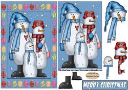 Christmas Snowman & his friends decoupage topper