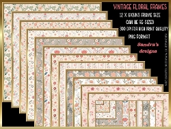 Vintage floral print pattern 12 x 8x8ins Frames kit