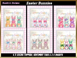 Easter Bunnies 6 6x6ins Topper kit