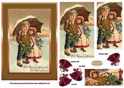 Vintage Christmas Wishes Decoupage Topper