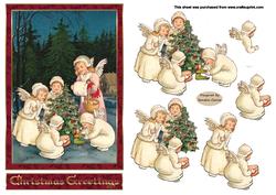 Christmas having fun in the snow decoupage topper