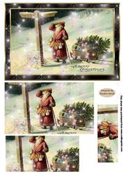 Glitter Christmas Vintage Scene Topper