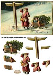 Father Christmas Decoupage Topper