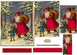 Christmas Vintage Santas on His Way Pyramid Topper