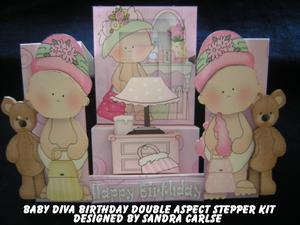 Baby Diva Birthday decoupage stepper card kit