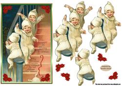 Vintage Children at Christmas Decoupage Topper