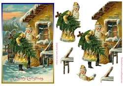 Christmas Vintage Santa Decoupage Topper