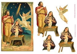Christmas Vintage Nativity Decoupage Topper