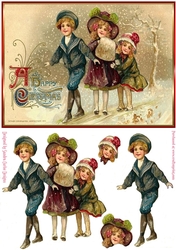Children Having Fun at Christmas Decoupage