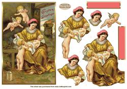 Mary & Baby Jesus Vintage Christmas Topper