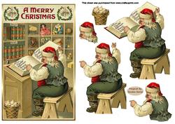 Vintage Christmas Santa Workshop Topper