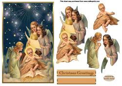 Vintage Christmas Angels Sing Decoupage Topper