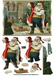 Christmas Vintage Santa Claus Decoupage Topper