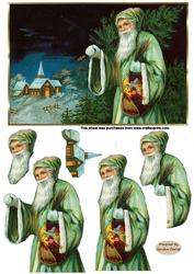 Vintage Christmas Santa Claus Decoupage Topper