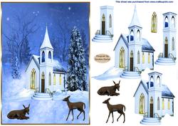 Christmas Winter Church Decoupage Topper