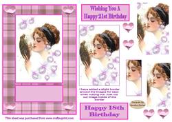 Lady Vintage Birthday Decoupage Topper