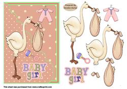 Baby Girl Decoupage Topper