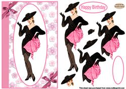 Lady in Pink Decoupage Topper