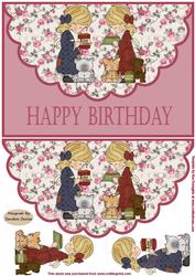 Birthday Animal Friends Scalloped Decoupage Topper