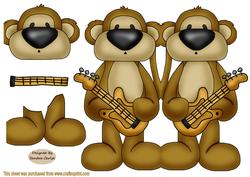Musical Monkey Shaped Card