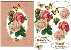 Vintage Floral Roses Decoupage Topper