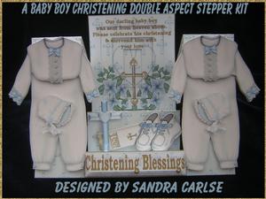 Baby Boy Christening Decoupage Stepper card Kit
