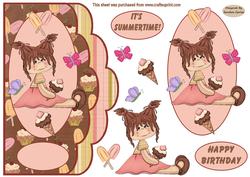 Ice cream Girl Decoupage Topper