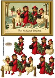 Vintage Christmas in the Snow Decoupage Topper