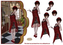 Flapper Girl Scalloped Edge Card Front