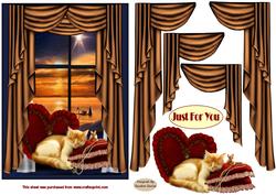 Cat Nap Decoupage Card Front