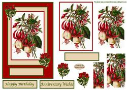 Pretty Vintage Birthday Flowers Pyramid/Decoupage Topper