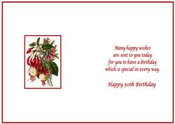 Pretty Floral 50th Birthday Insert