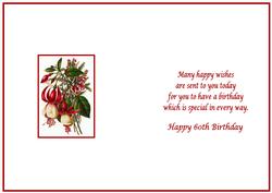 Pretty Floral 60th Birthday Insert