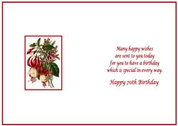 Pretty Floral 70th Birthday Insert