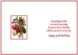 Pretty Floral 90th Birthday Insert