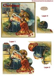 Christmas Vintage Nativity Pyramid Topper