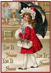 Christmas Vintage Girl in Red A4 Topper