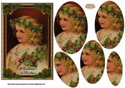 Vintage Christmas Girl Oval Pyramid Topper