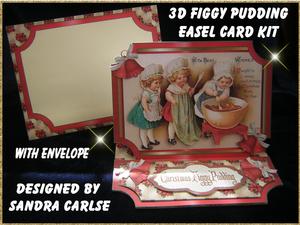 Vintage Christmas Figgy Pudding Easel Card & Envelope Kit