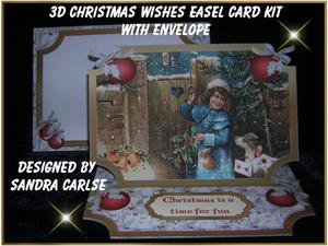Vintage Christmas Wishes Easel card Kit with Envelope