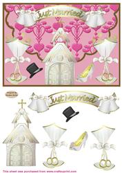 Fuschia Pink Wedding Day Card Front