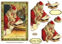 Vintage Santas Christmas List Decoupage Topper