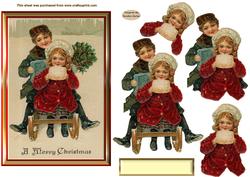 Sledging at Christmas Decoupage Topper