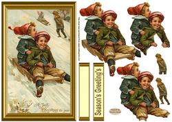 Christmas Vintage Sledging in the Snow Topper
