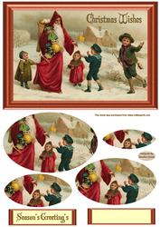Vintage Father Christmas Pyramid Topper