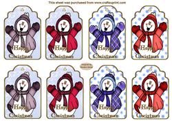 Happy Snowmen Christmas Tags
